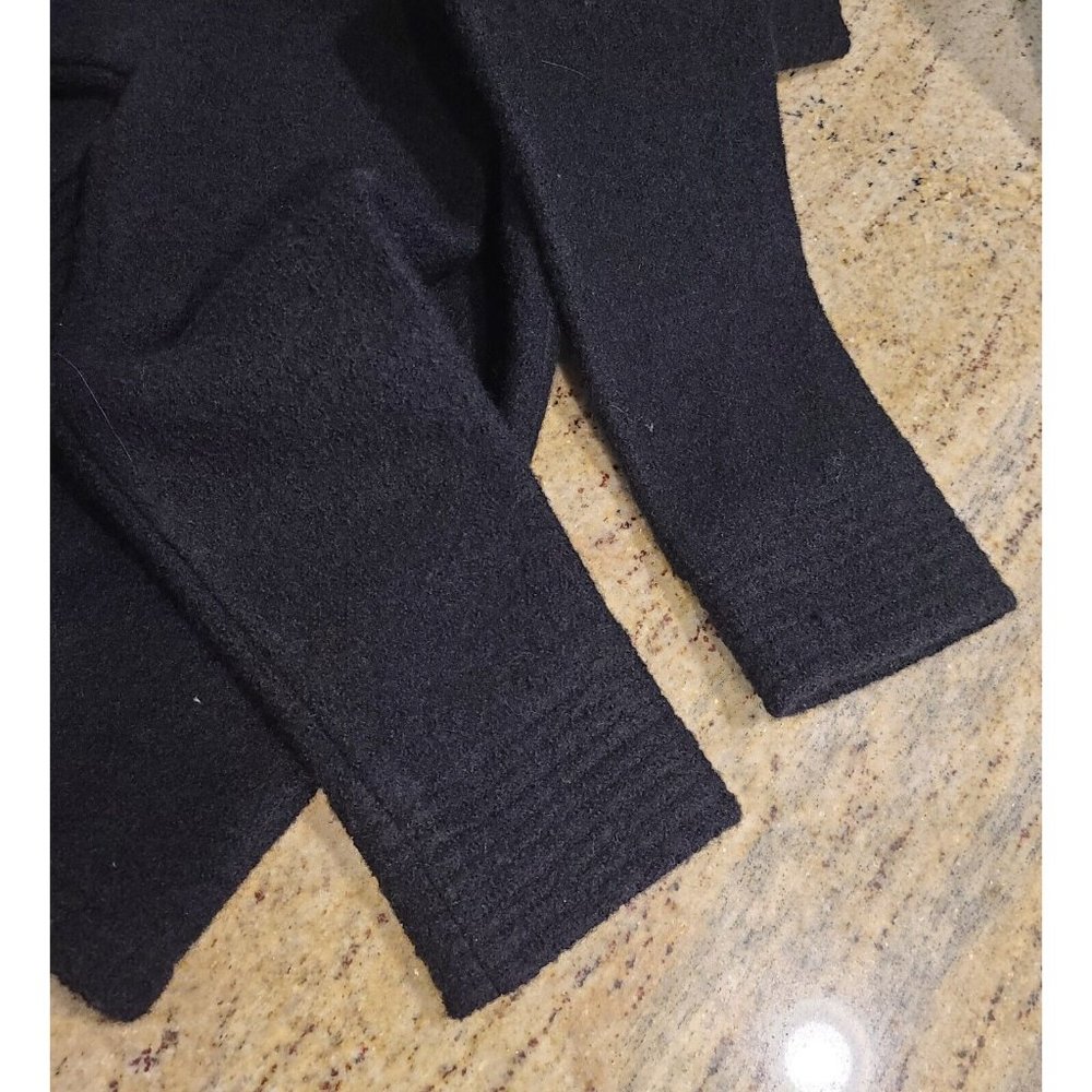 VINTAGE Paraphrase Sweater Women Sz M Wool V Neck Knit Black Collared Ribbed - Picture 12 of 15
